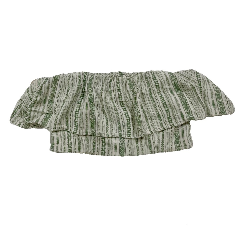 Forever 21 Green Patterned Off-Shoulder Blouse